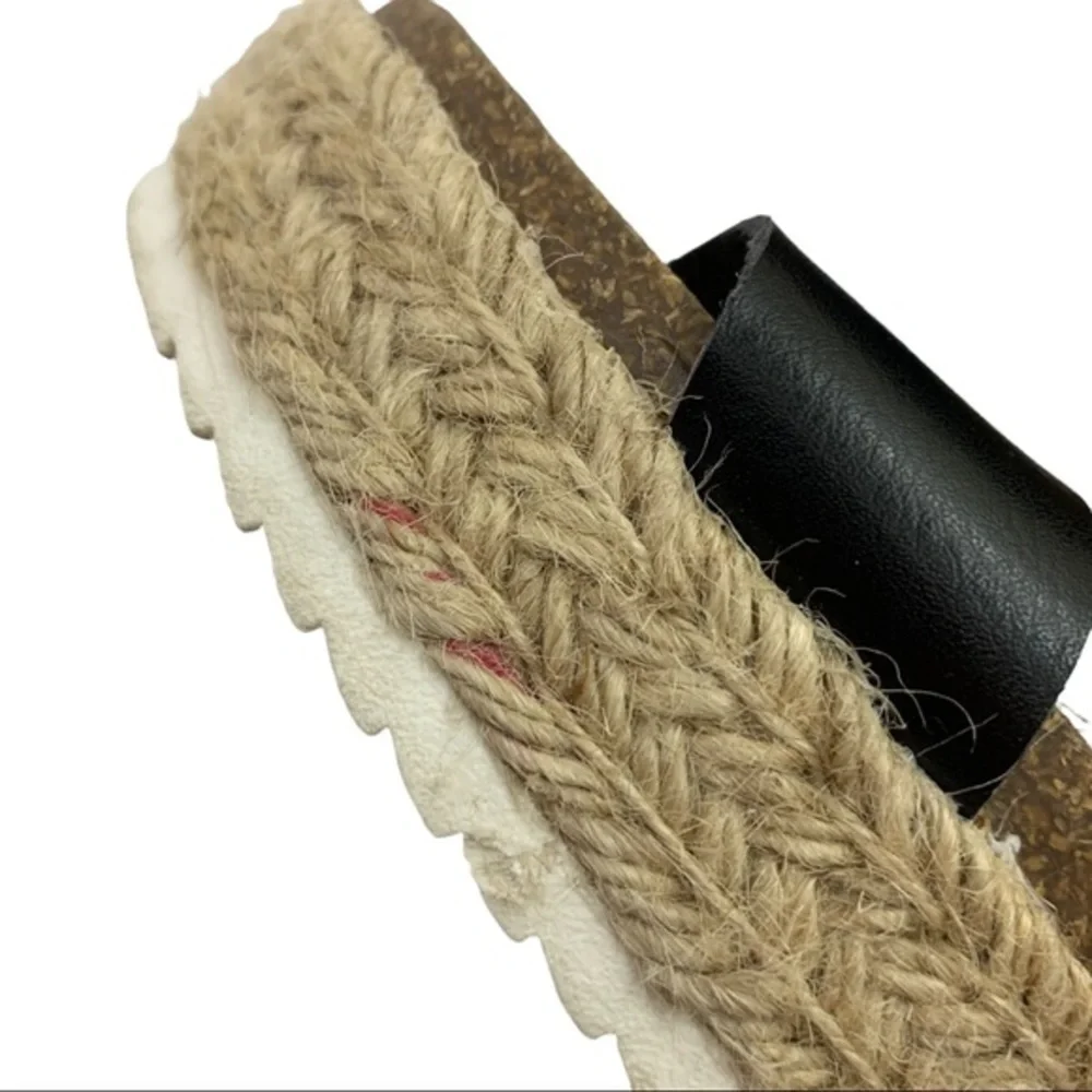 Big Buddha Espadrille Platform Vegan Leather Sandals Women’s Black Brown Size 9